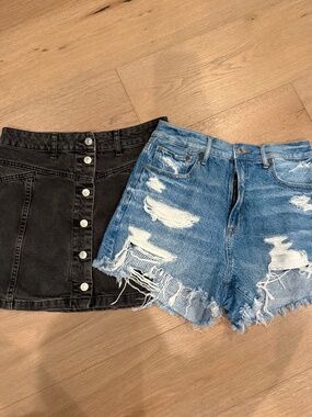 Lot of two American Eagle and boutique size 6 denim shorts and denim skirt